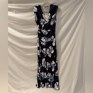 Diane Von Furstenberg White and Blue Sheath Maxi Dress